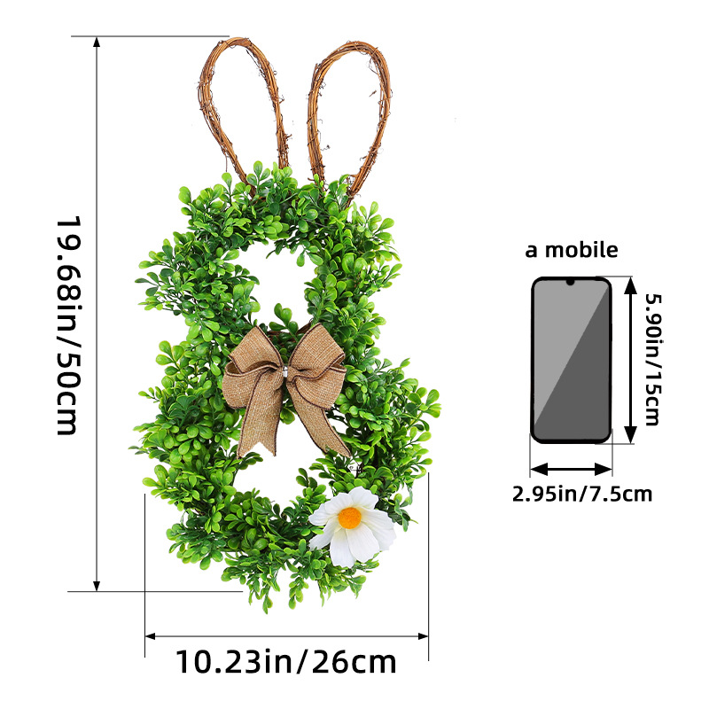 2024 transfronterizo nueva Pascua rama muerta Garland patio al aire libre flor artificial puerta colgando creativo conejo flor blanca guirnalda