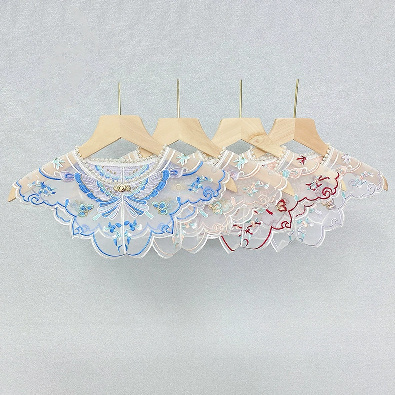 Hanfu облачная вышивка плеча бабочка лошадь юбка костюмированный холостяк костюм дикий искусный воротник детская одежда аксессуары кружева