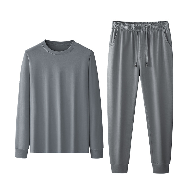 [Algodón suave de agua] Nuevo traje de servicio a domicilio de primavera y verano para hombres, algodón, agradable para la piel, color sólido, pijamas deportivos