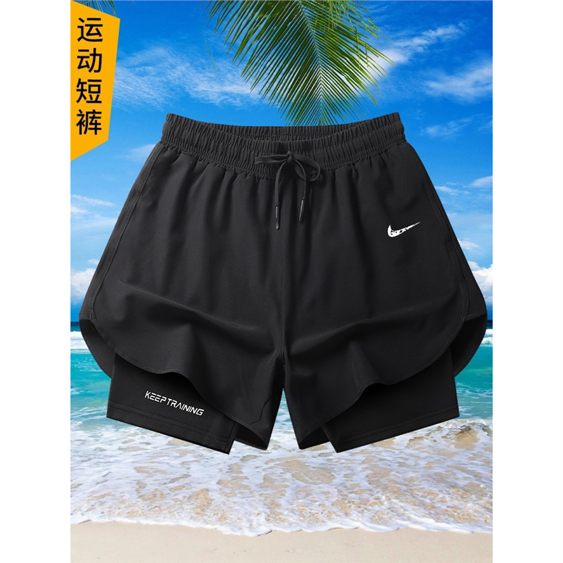 Drop Shipping Brand Shorts Ice Silk Sports Shorts Men's Running Three-quarter Pants Quick-drying Thin Breathable Lining Fake