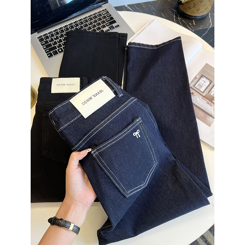 Great Fit! Straight Legs ~ Four-Way Stretch Baguette Jeans for Women 2024 Autumn New Nine-Point Straight Jeans