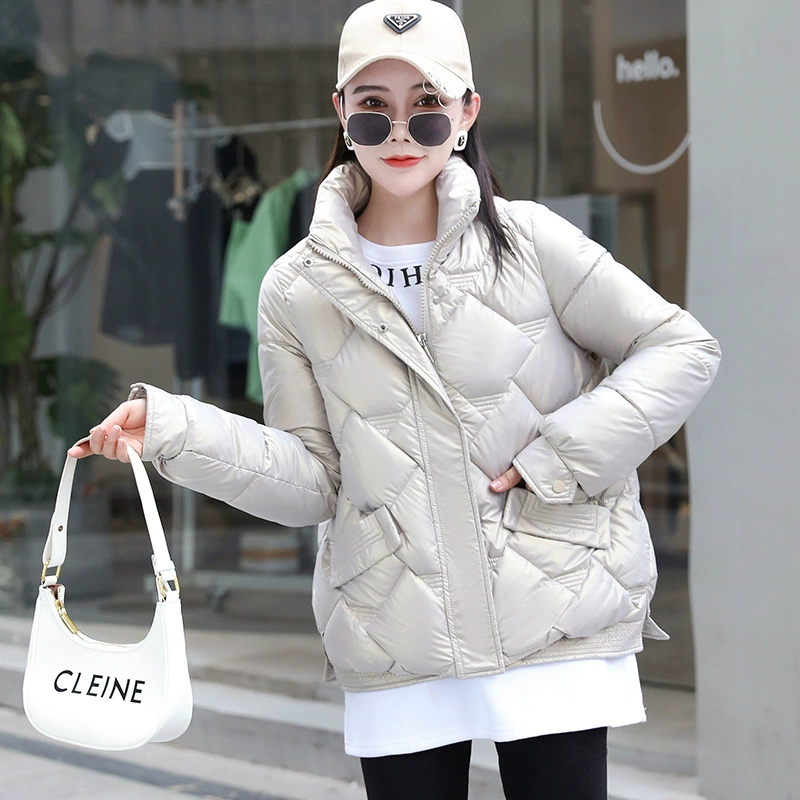 Пуховик с хлопковой подкладкой, женская зимняя одежда 2022, новая яркая Женская куртка с хлопковой подкладкой, Женская Корейская одежда для хлеба, пальто с воротником-стойкой, модный тренд