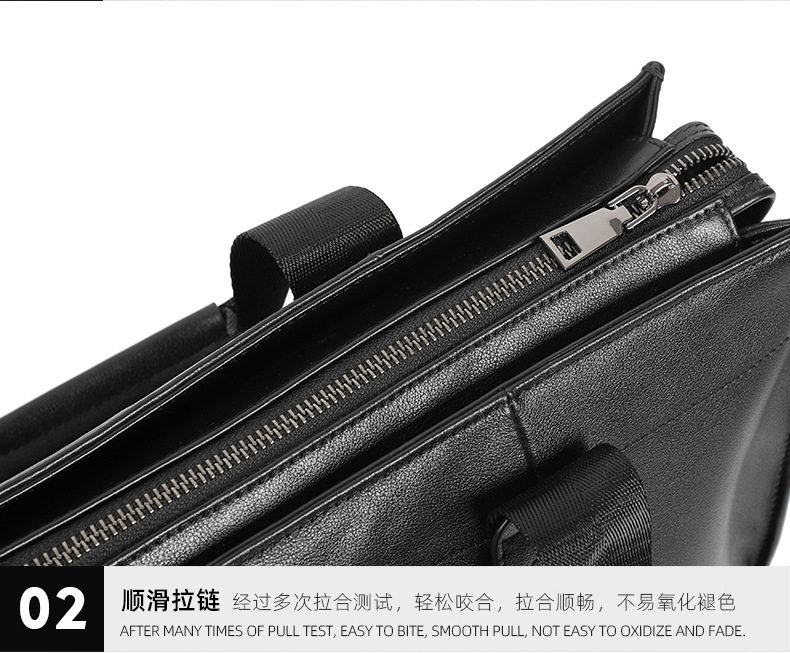 Túi xách tay nam da bò thật đựng laptop 15,6 inch 40×13×29 cm — Túi nhỏ màu đen không bên, Màu Đen Cỡ Nhỏ Có túi bên, Túi không bên cỡ lớn màu đen, Màu đen lớn có túi bên chi tiết 24