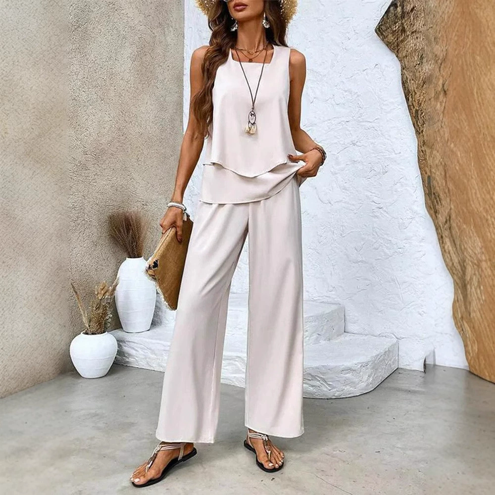 2024 новый спот трансграничной внешней торговли Европейская и американская женская независимая станция горячая продажа двойной жилет брюки без рукавов