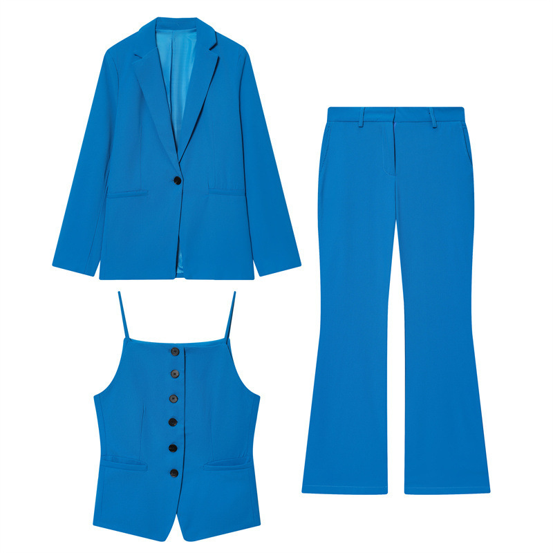 Autumn 2024 New Foreign Trade Suit with Thin Stripes, Double-Breasted Blazer, Cuffed Pants, and Suspenders Niche Autumn 2024 New Foreign Trade Suit with Thin Stripes, Double-Breasted Blazer, Cuffed Pants, and Suspenders Niche