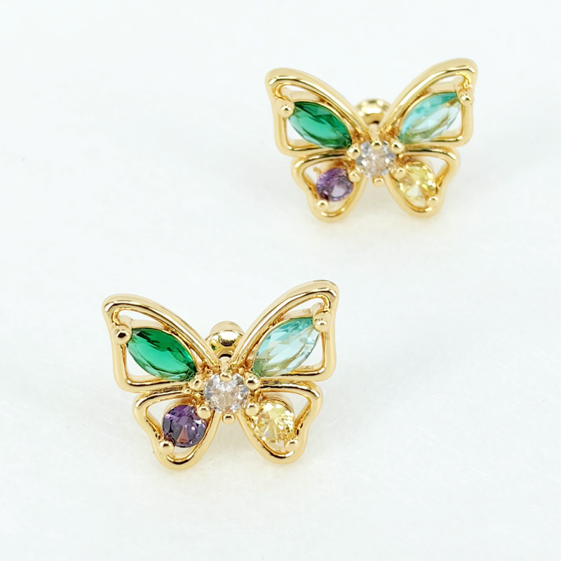 1 Pair Simple Style Butterfly Copper Ear Studs display picture 3