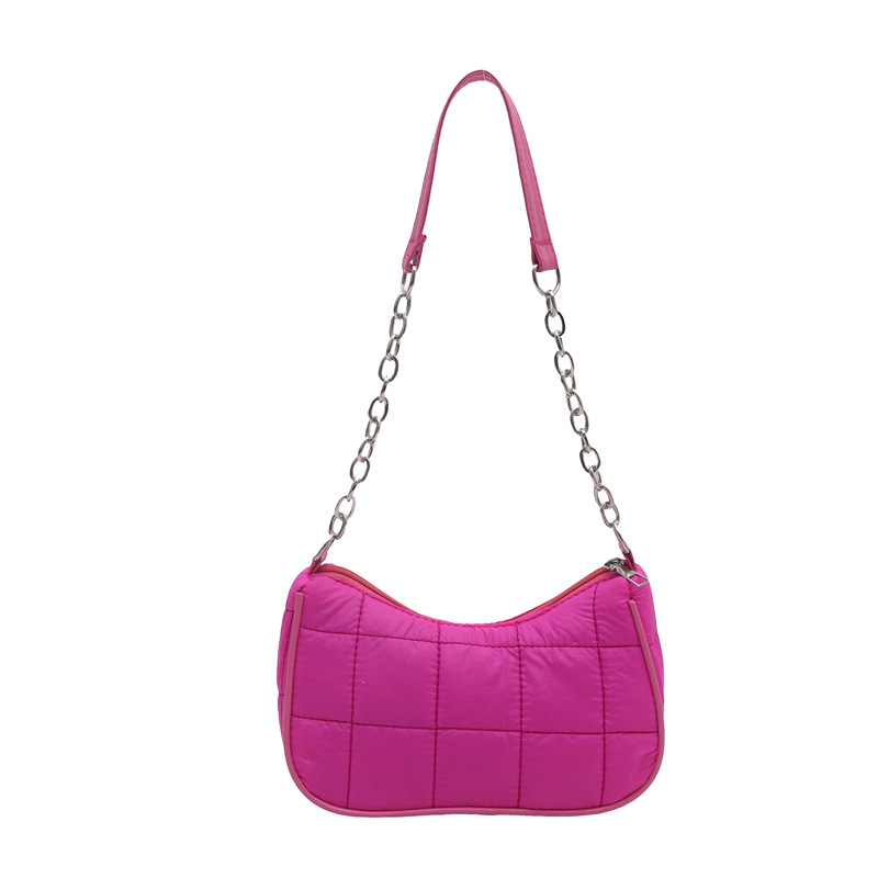 2024 moda de invierno minimalista cadena cuadrada de color sólido tendencia de brazo femenino de hombro pequeño bolso cuadrado femenino