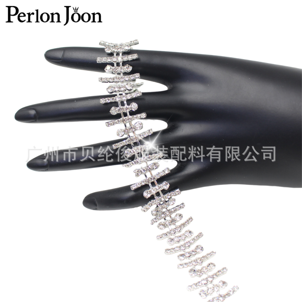 长短排列钻链 外贸爆款烧焊水钻码链 婚纱礼服鞋子装饰配件码链