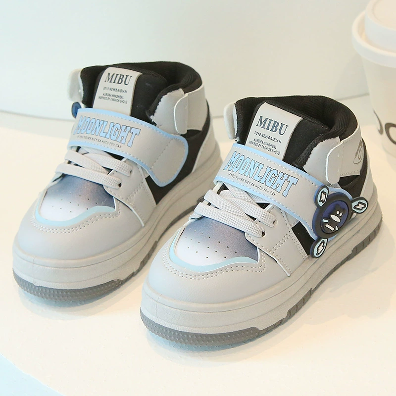 Children's sports shoes, high casual footwear for boys, sneakers, soft sole