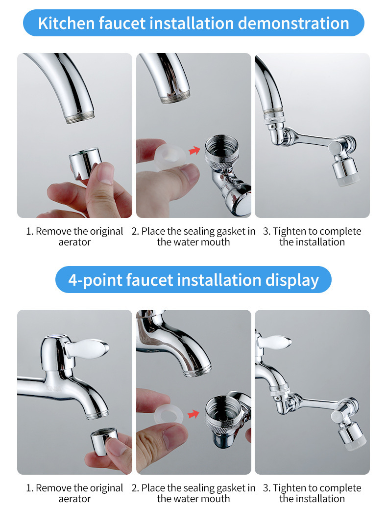 Household multi-functional universal rotating faucet, anti-base water wonder, washbasin mechanical arm, universal faucet extension device undefined