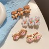 Cute milk tea, brand hairgrip, bangs, cartoon hair accessory, with little bears