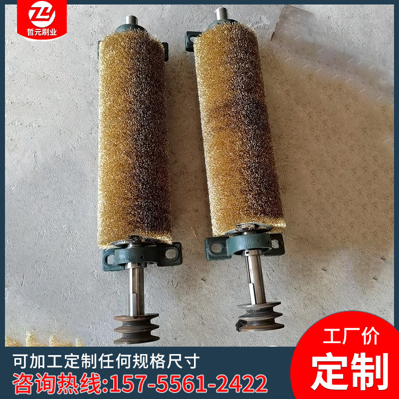 厂家直供不锈钢丝刷辊 金属抛光打磨除锈拉丝钢丝刷辊镀铜钢丝辊