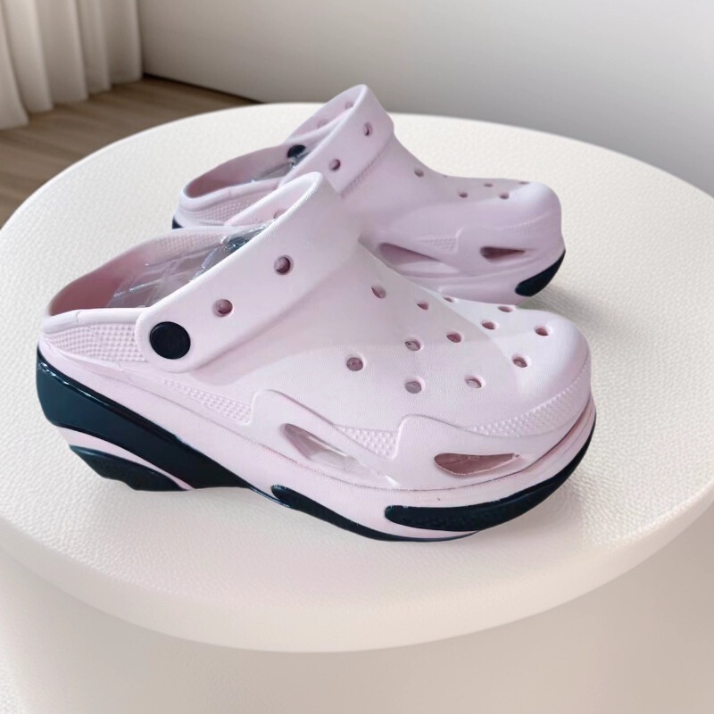 2024 Summer Shell Puff Thick-Soled Clogs Non-Slip Breathable Eva Dad Shoes Women's Sandals Breathable Height-Increasing Shoes