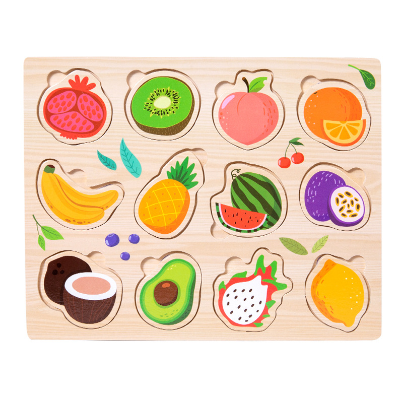 Juguetes educativos para niños 4-6 madera educación temprana tráfico fruta digital cognición animal plano mano agarre rompecabezas