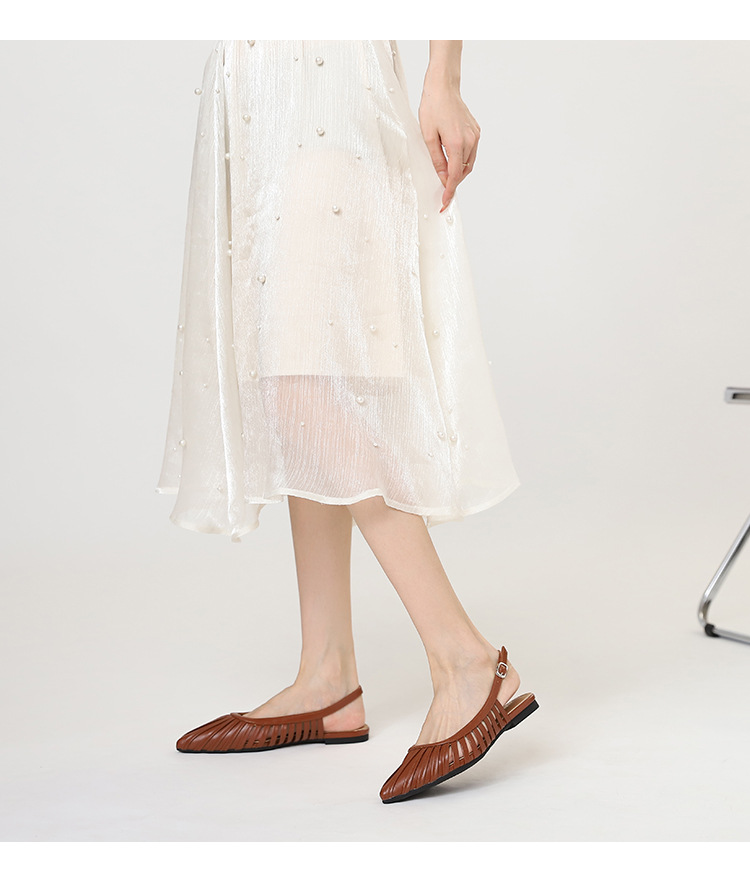 Unique Pointed-toe Buckle Sandals For Women, Hollow Back Strap, Flat-soled, New Summer Fashion Beach Shoes_desvips.com