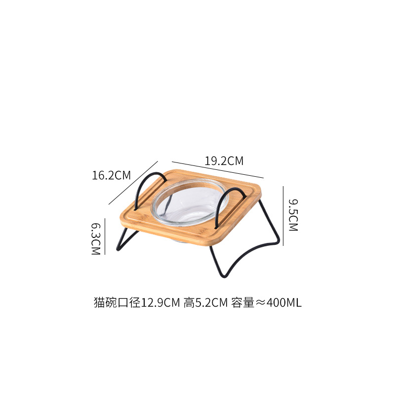 단일 그릇 유리 나무 프레임