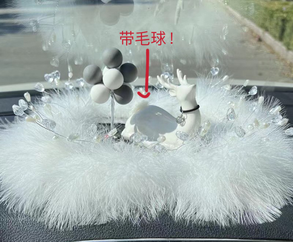 Adornos de coche de un solo traje Adornos de un solo traje Adornos de Buda con cojín Bola de diamante en polvo blanco Bola de cisne Cerámica decorativa
