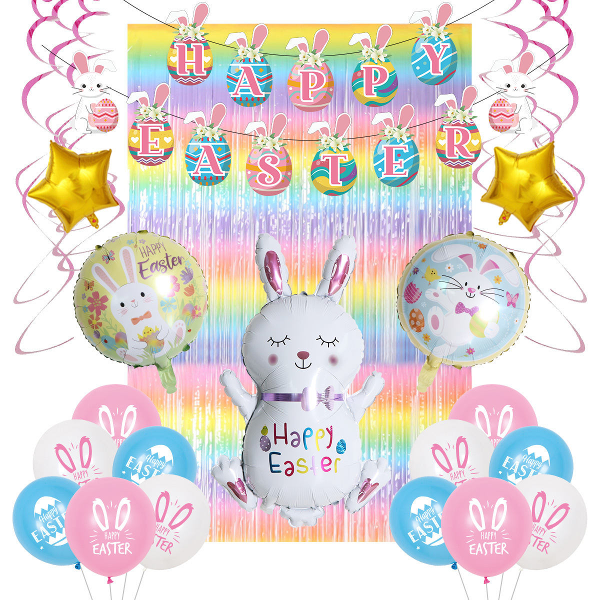 Nuevo conejo de Pascua pollo conchas rotas globo de pascua suministros de fiesta escenario de decoración globo