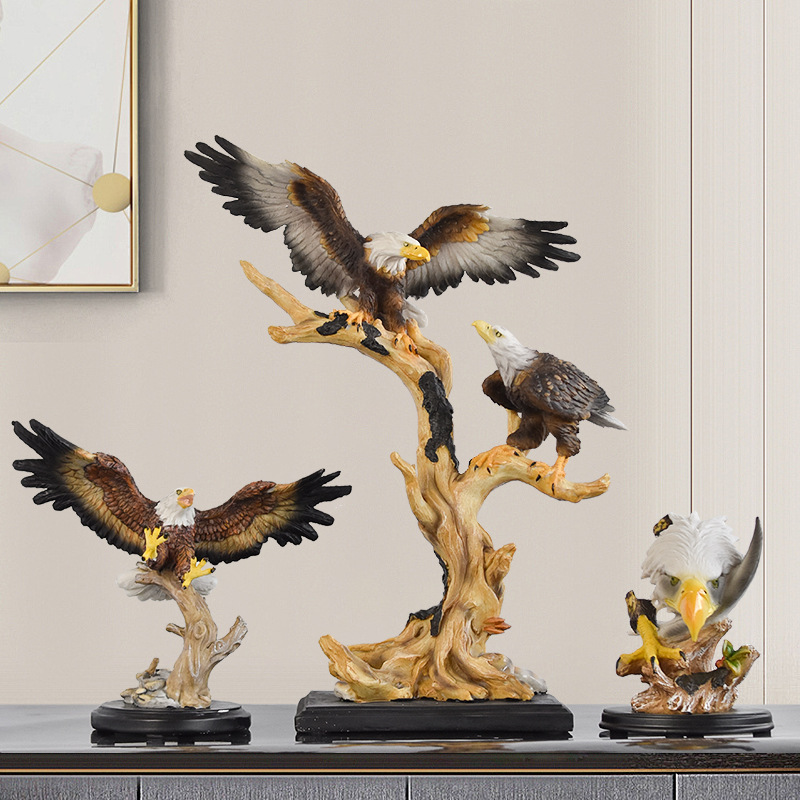 Simulación transfronteriza vintage Eagle resina artesanía ornamentos Dapeng ala ala escultura Decoración de oficina para el hogar