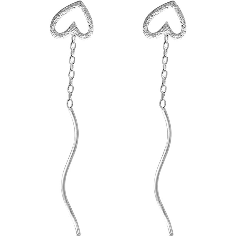 Pendientes de oreja de borla en forma de corazón simples y pequeños para mujer elegantes pendientes de onda en forma de corazón huecos dulces de moda