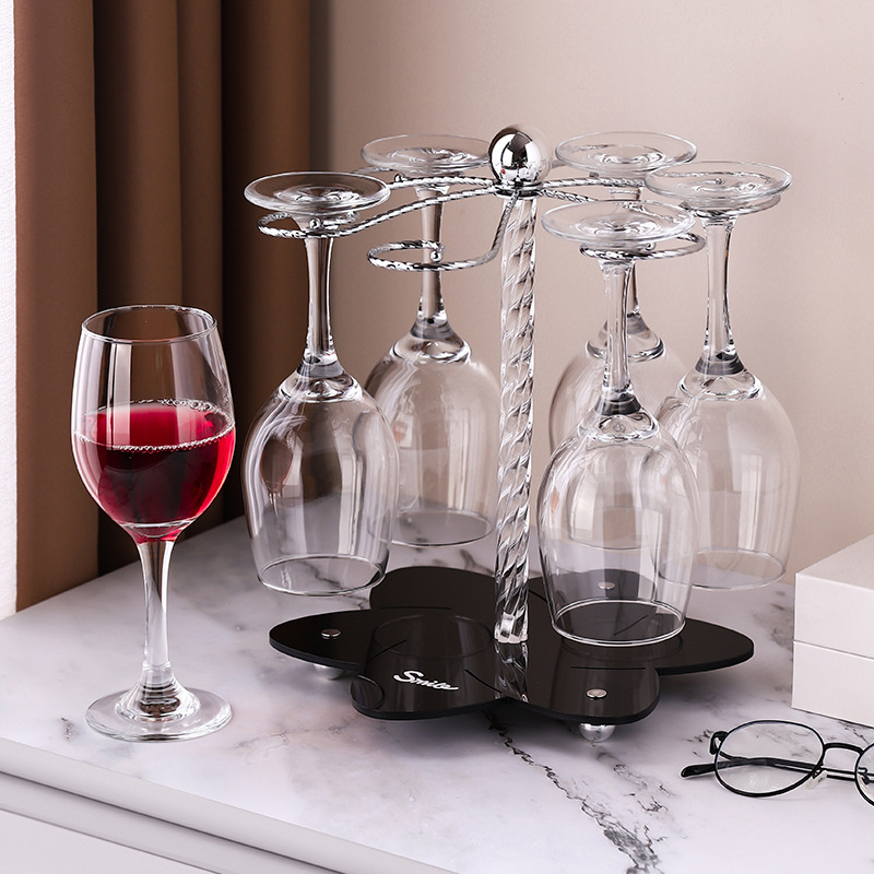Red Wine Glass Rack for Home Use, Goblet Storage Rack for 6 Wine Glasses, Iron Art Inverted Rack, Simple Wine Rack