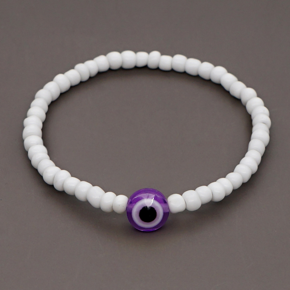 Korean Style White Glass Beads Glass Eye Bracelet Wholesale display picture 3