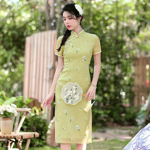 中国风女装夏季2024年新款气质年轻款雪纺改良旗袍连衣裙230110
