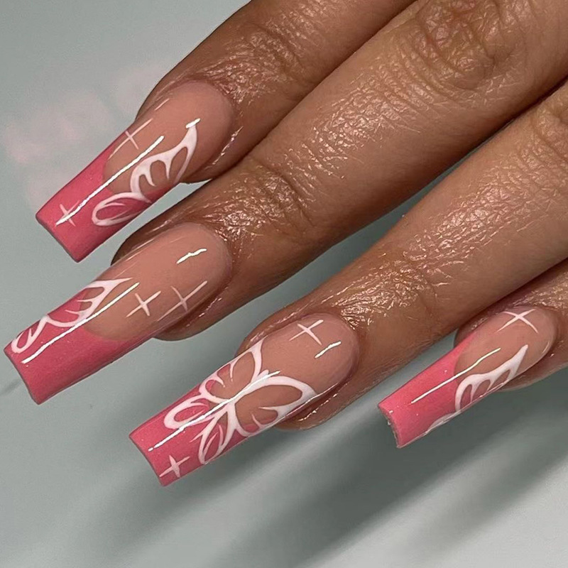 Pink butterfly long ballet wearable mani...