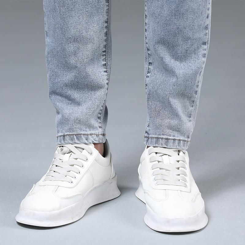 Printemps et automne mince hommes jeans tendance polyvalent couleur claire minceur petite jambe coquin beau mode lavé décontracté_voghion.com
