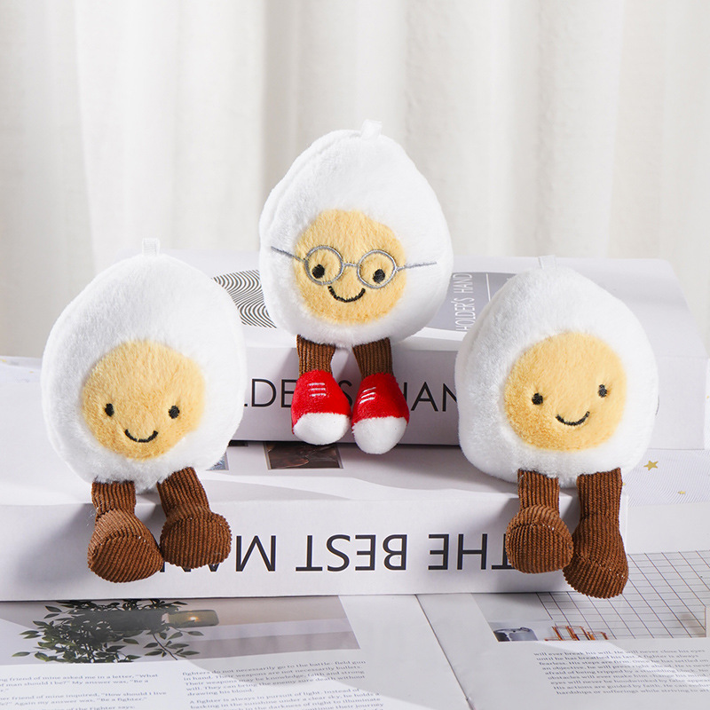 Spot cute creative glasses boiled egg plush toy doll bag pendant wedding throw doll fun gift