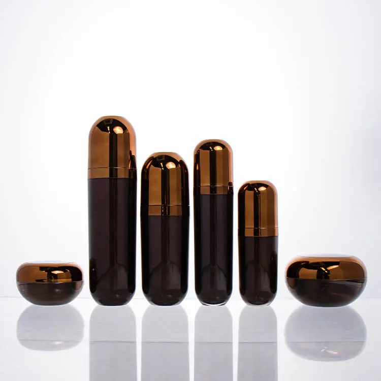 现货15g-120m亚克力l套装瓶棕色高档化妆品分装瓶水乳精华膏霜瓶