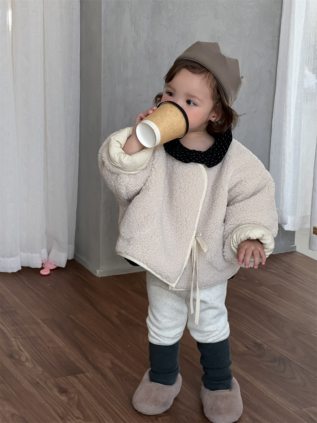 Niñas invierno suéter abrigo de piel ropa gruesa ropa infantil coreana ropa de invierno bebé abrigo de peluche cardigan para niños