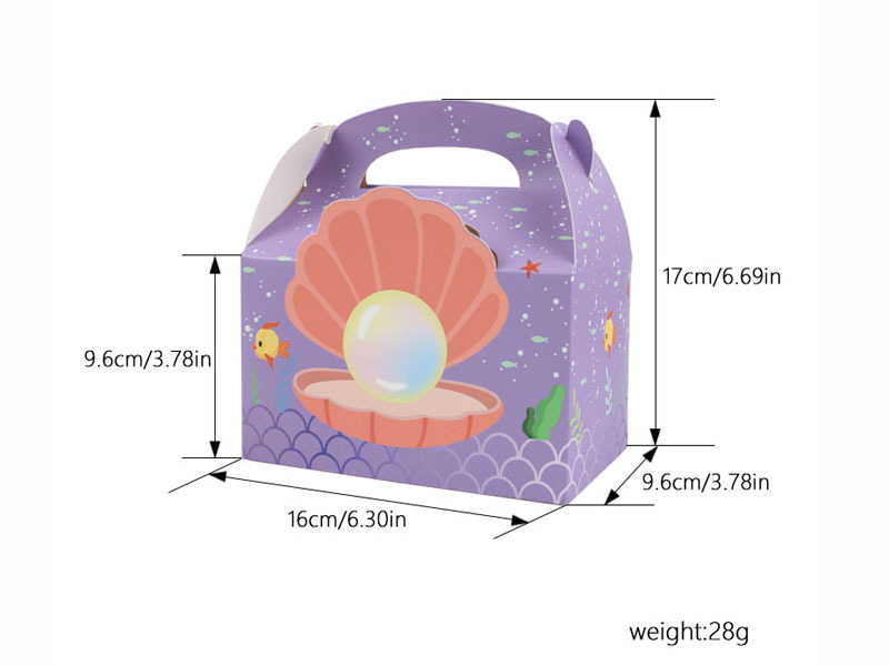 Underwater World Mermaid Candy Caja portátil Caja de galletas de regalo Caja de pastel de mano cuadrada Caja de embalaje de punto occidental