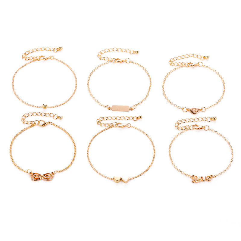 Conjunto de pulseiras coração infinito estilo europeu_voghion.com