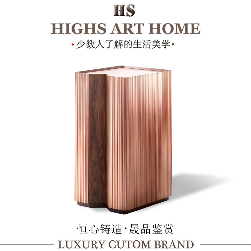Light Luxury High-End Stainless Steel Wine Cabinet Designer Luxury House Villa Home High-End Solid Wood Art Storage Cabinet Customization