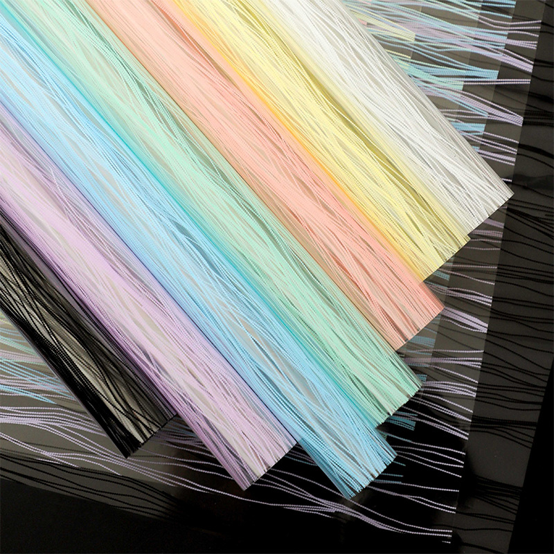 新款水晶LULU网透明乱纹包装纸网红玻璃纸花店鲜花包装材料批发