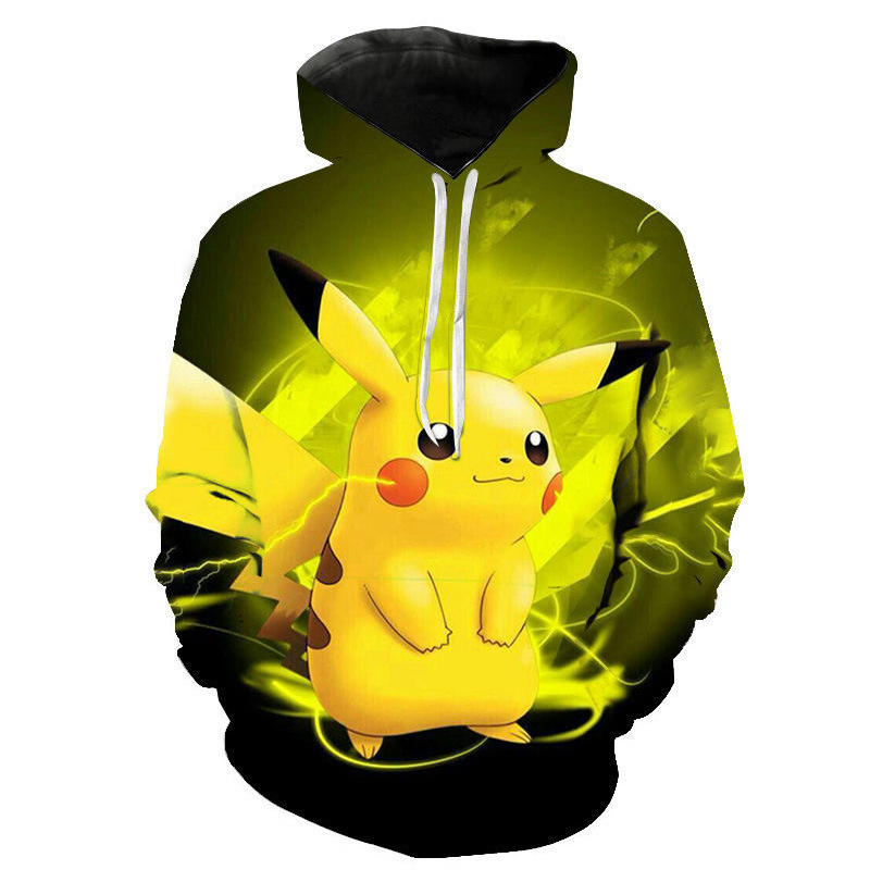 Cross-border foreign trade e-commerce supply men's hoodie animation elf Pikachu 3d printed sweater a generation Cross-border foreign trade e-commerce supply men's hoodie animation elf Pikachu 3d printed sweater a generation