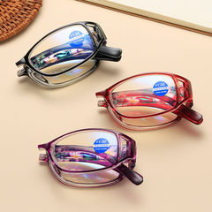 超軽量折り畳みポータブル老眼鏡ファッションプリントhdブルーライト老眼鏡中高年読書眼鏡