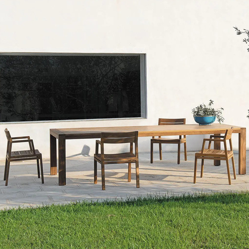 Mesas y sillas de exterior para ocio al aire libre, conjuntos de madera de teca para exteriores, muebles de madera maciza para patio, villa, jardín, terraza y solárium.