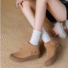 勃肯鞋女软底轻便单鞋保暖棉鞋2025秋冬新款圆头平底百搭休闲短靴