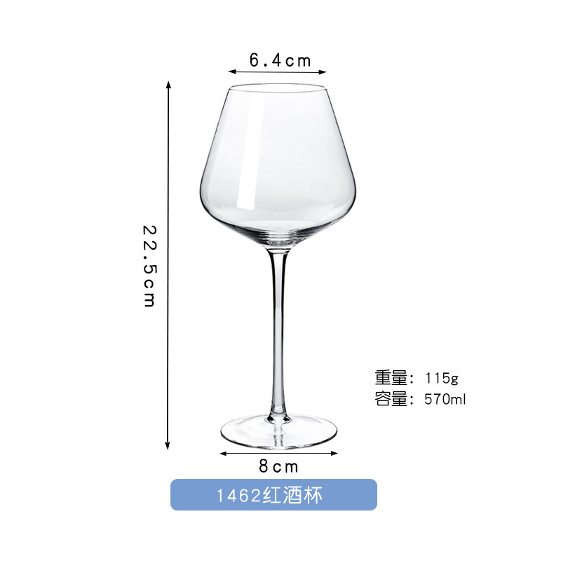 Vidrio de cristal de lujo de alto pie de gran capacidad de vidrio transparente de vino tinto ins copa de vino blanco copa de borgoña hecha a mano