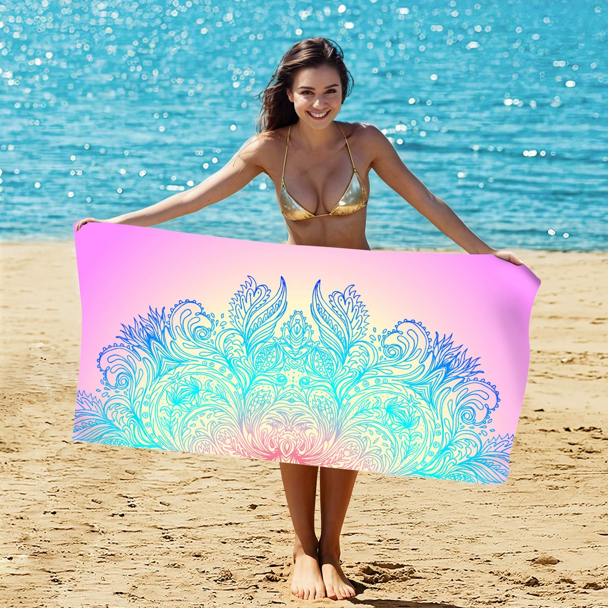 Quick dry double-sided beach cartoon cute bath towel, (Physicals), Amazon