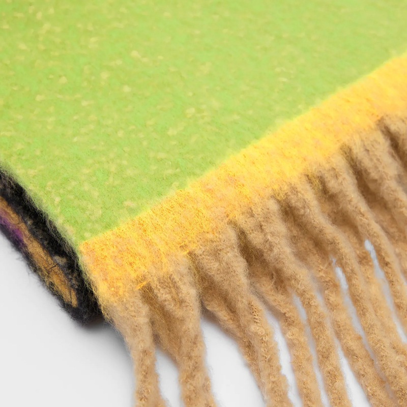 Comercio exterior transfronterizo moda europea y americana largo arco iris tamaño rayas borla bufanda de Cachemira-como bufanda de rayas de colores para las mujeres