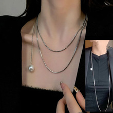 抽拉可调节气质双戴新款潮毛衣链女高级感长款简约项链搭配衣服饰