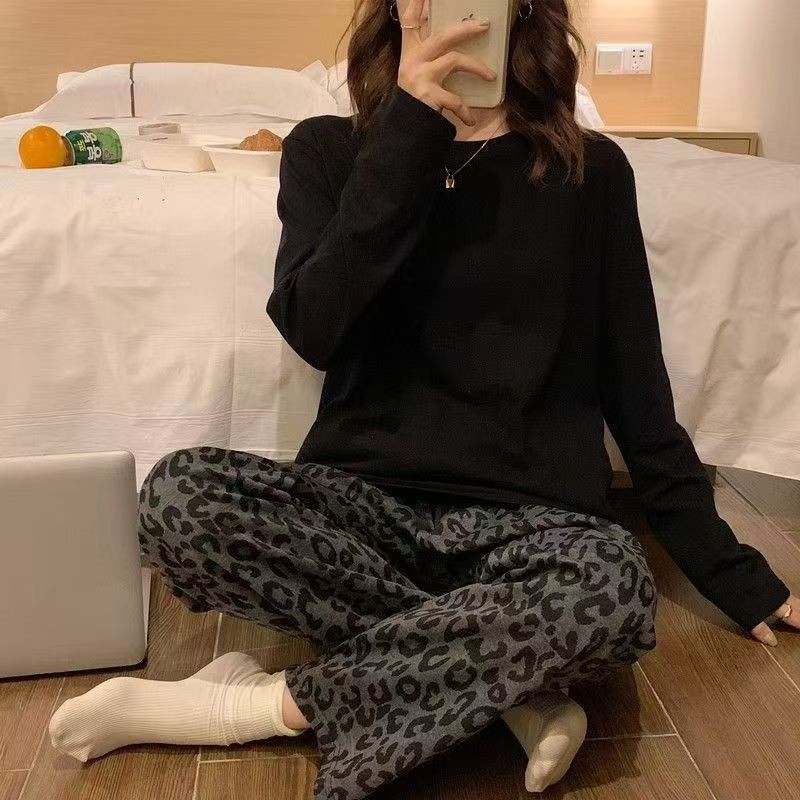 Black Leopard Pants