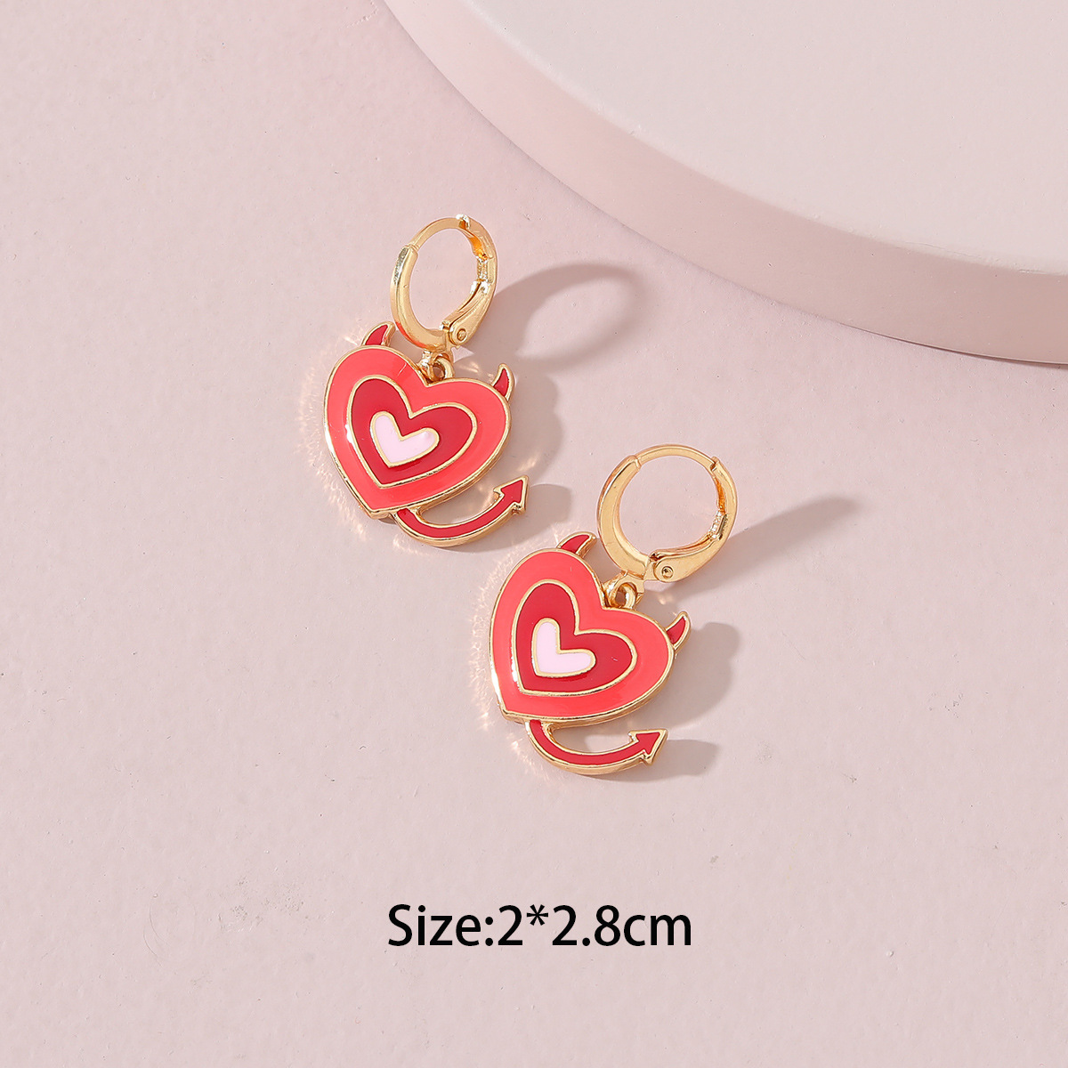 Fashion Alloy Drip Oil Multicolor Heart-shaped Little Devil Cute Earrings display picture 2