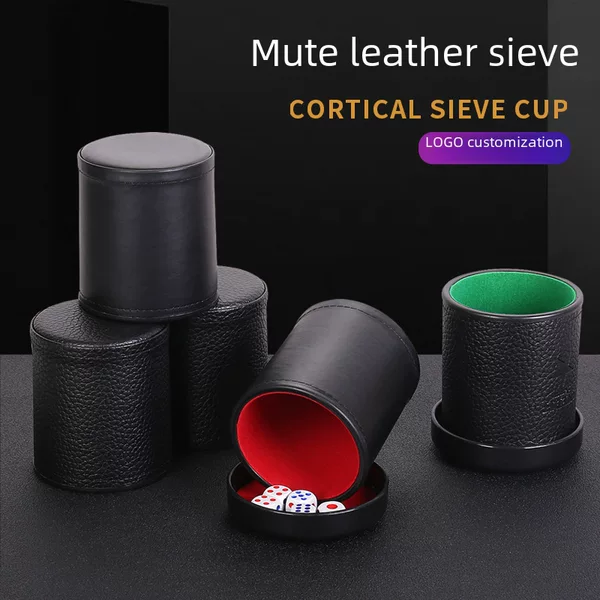 Velvet silencer leather sieve cup dice set bar clean bar mute sieve Cup with base dice cup color printing logo