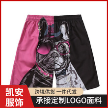 沙滩裤男速干宽松3D卡通大码海滩裤情侣装五分泳裤短裤女厂家