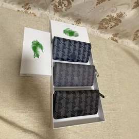 新款时尚印花单层拉链包长款钱包大容量多卡位手机钱卡夹男士钱包