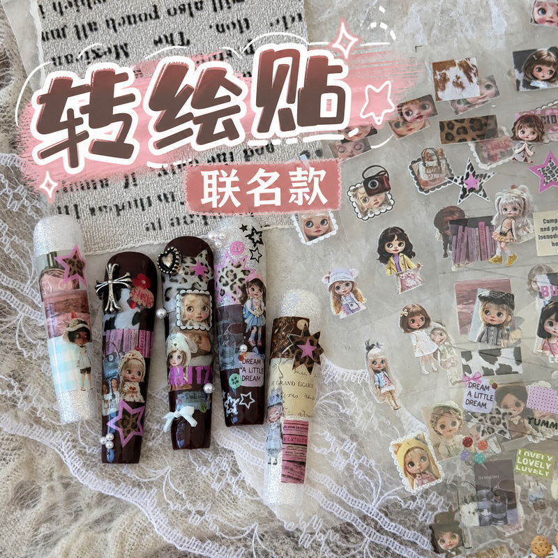 tomoni thin and flexible nail art stickers, new vintage transfer paper with high aesthetic appeal, old-fashioned style small rag doll transfer stickers tomoni thin and flexible nail art stickers, new vintage transfer paper with high aesthetic appeal, old-fashioned style small rag doll transfer stickers